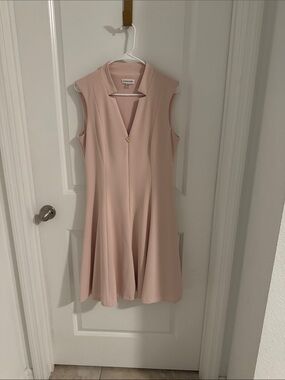 Calvin Klein Sleeveless Blush A-Line Midi Dress